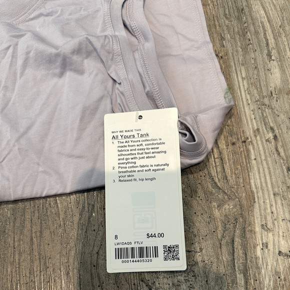 NWT lululemon all yours tank faint lavender sz 8 - Picture 4 of 6